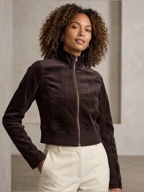 Bitten by Sarah Jessica Parker Brown Corduroy Fall Zip-Up Jacket Y2K NWT